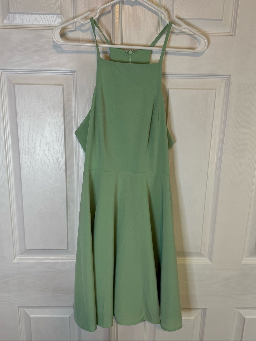 NWT Lulus Sage Green Skater Dress Size L Square Neck Fit & Flare